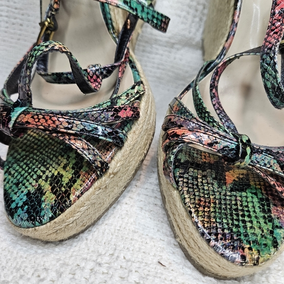 Colin Stuart Rainbow Reptile Snake Print Wedge Platform Stiletto Size 10 - Picture 13 of 16